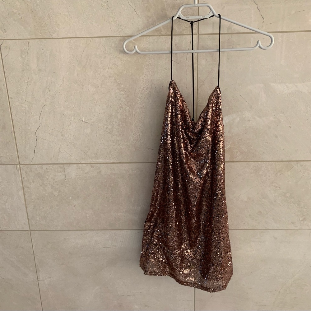 NWT Women’s Lush Size S Copper Sequin Dress